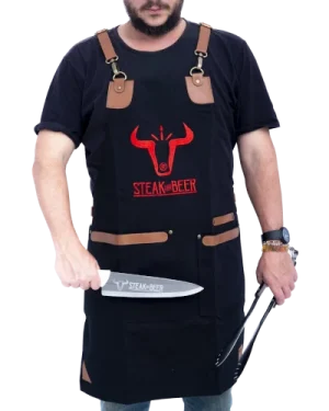 Delantal de cuero y tela